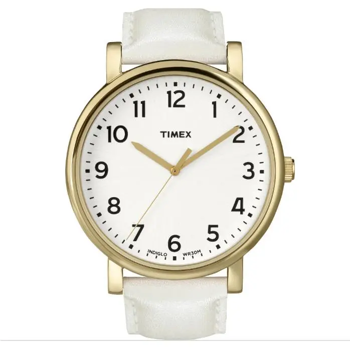 Easy Reader T2P1709J Gold Tone White Dial Leather Indiglo Watch 38mm by Timex