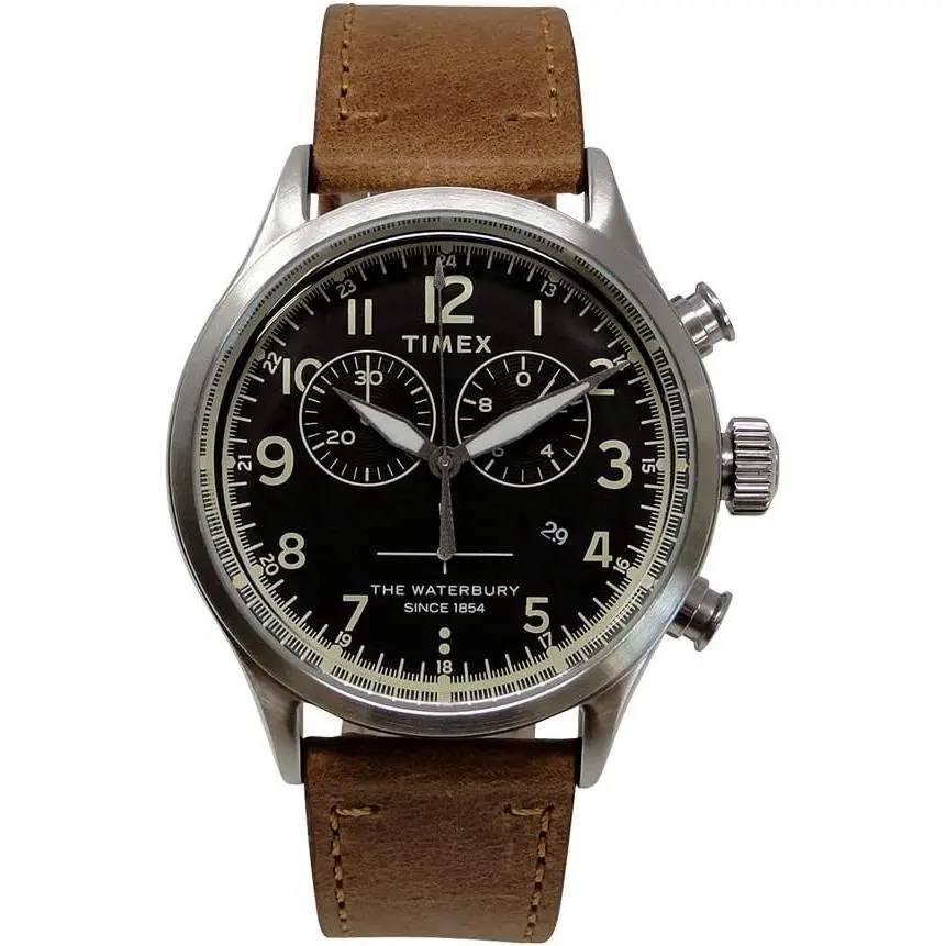 Waterbury Leather Chronograph Mens Watch TW2R70900 by Timex