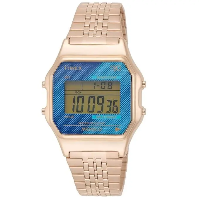 Timex T80 34mm Digital Rose Gold-tone Unisex Watch TW2V19600