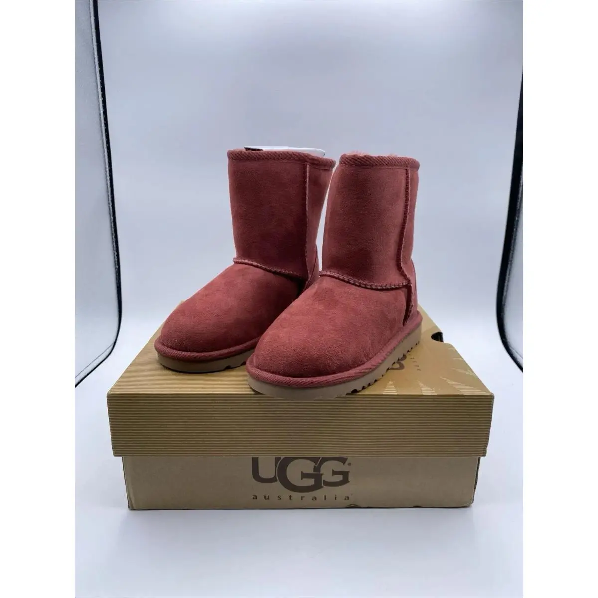 Ugg 5251T Classic II Slip On Boots Toddler Girls Size 7 Red Winter Fur Shoes