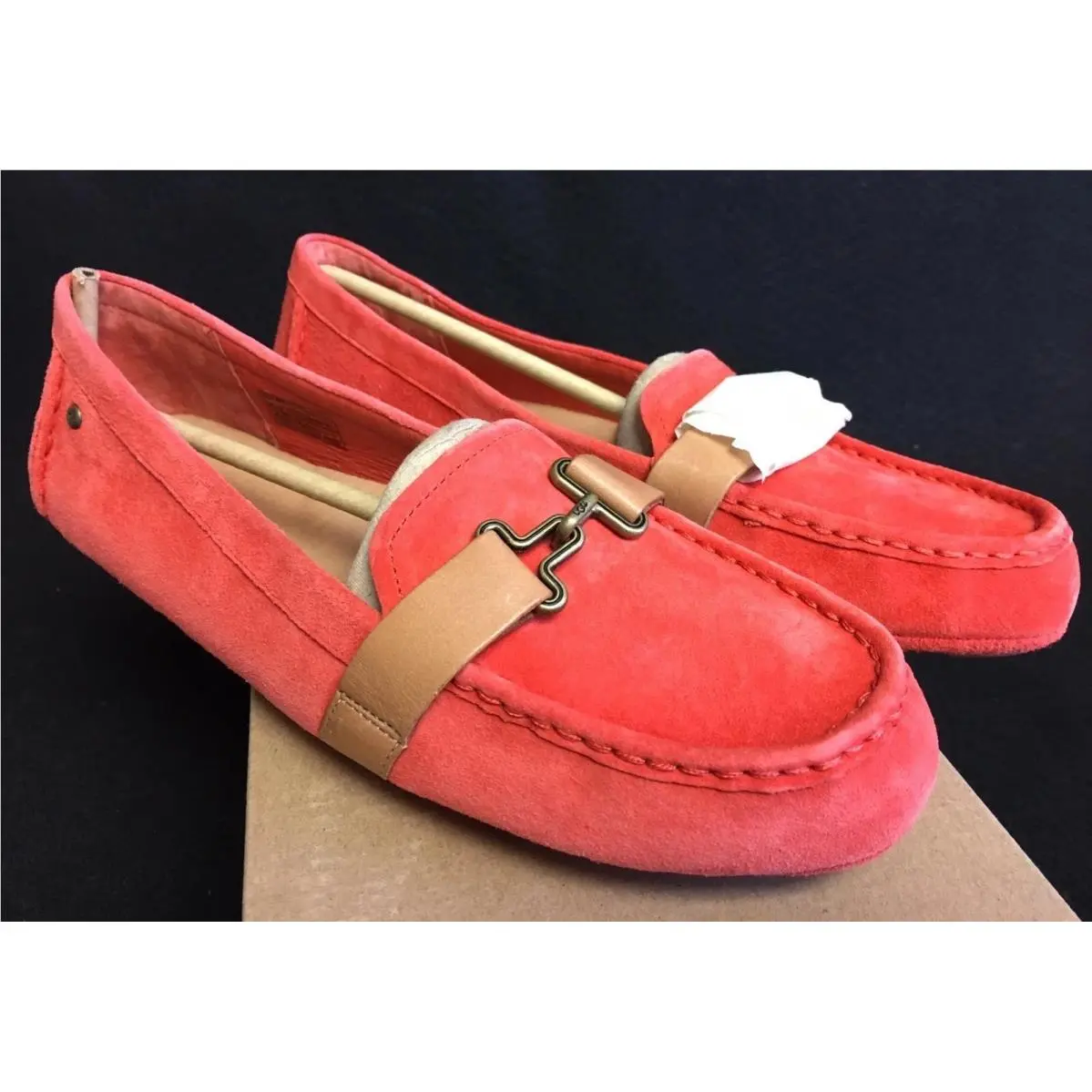 Ugg Aven Hazard Orange Flat Loafers 1010100 Buckle Clasp Womens Size 6.5 by UGG