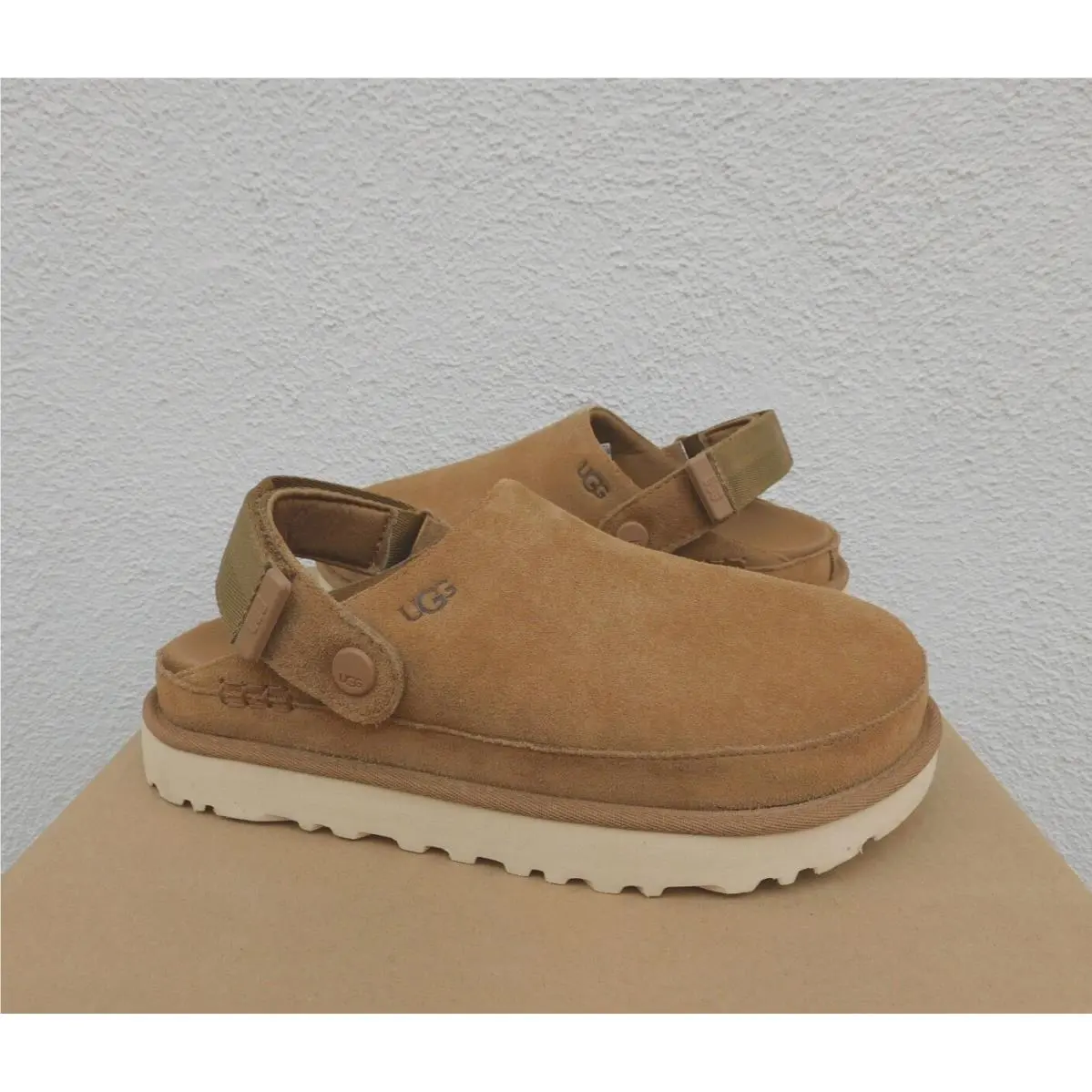 Ugg Chestnut Goldenstar Clog Suede Platform Sandals Women US 5.5/ Eur 36.5