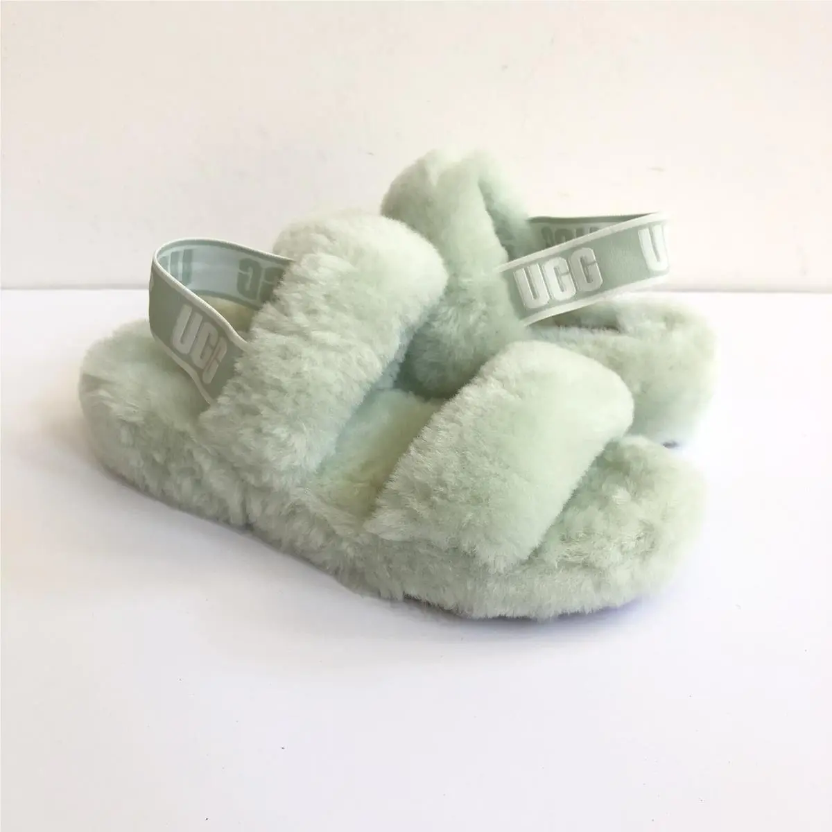 Ugg Fluff OH Yeah Slide Retro Mint Moccasin Slip ON Sandal US 8 / EU 39 / UK 6