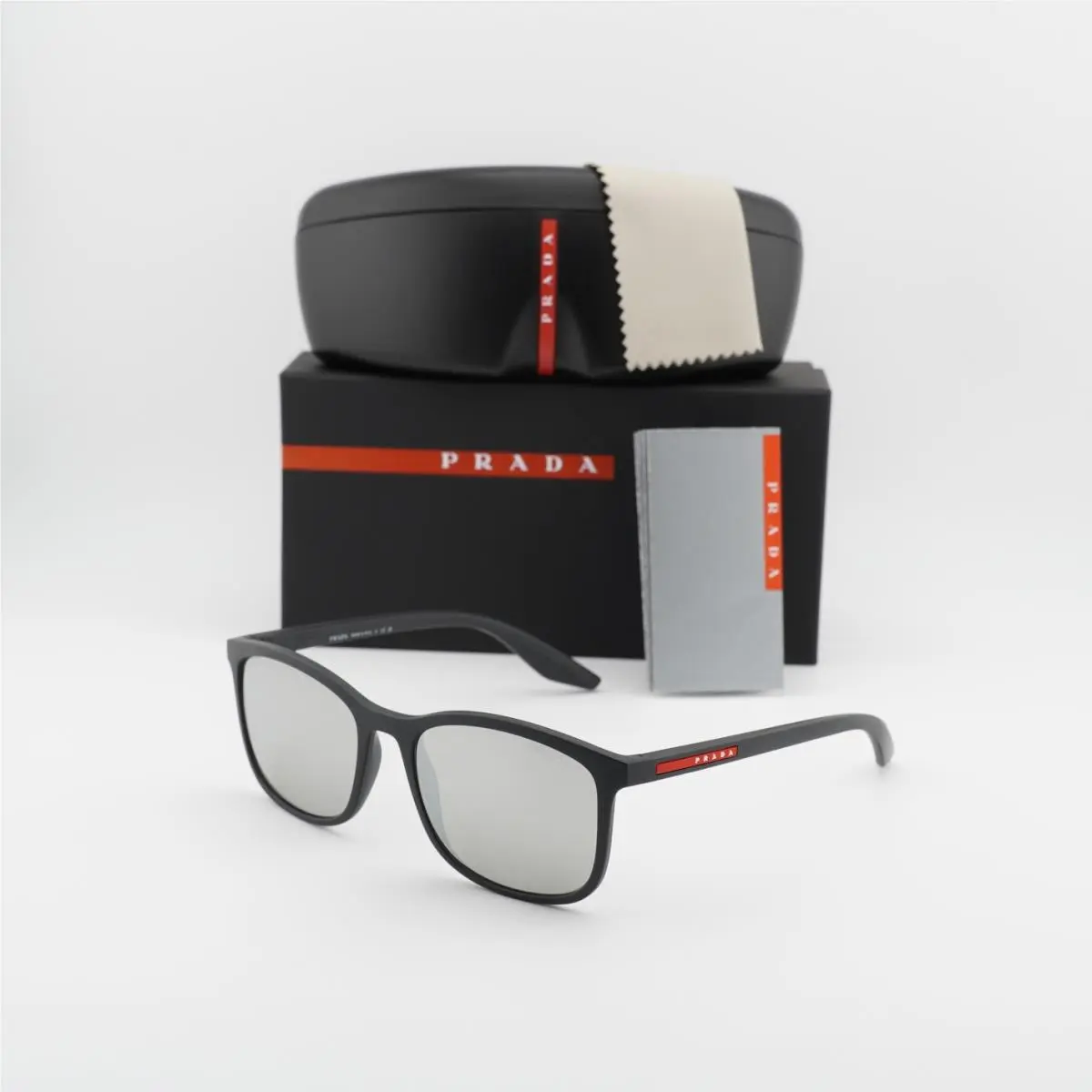 Prada PSA08S 1BO2B0 Matte Black/light Grey Silver Mirror 56-19-145