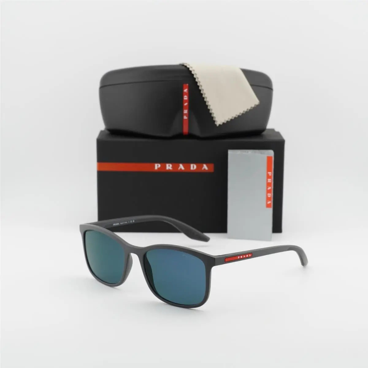 Prada PSA08S UFK05U Matte Grey/dark Blue Mirror Violet 56-19-145 Sunglasses