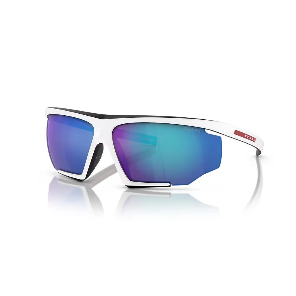Sunglasses PS07YS 15K08R White Frame / Blue Mirror Lens 76mm by Prada