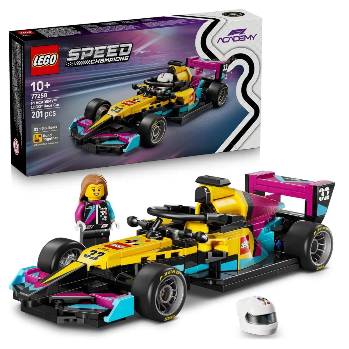 Lego Speed Champions F1 Academy Race Car Toy - Model Kit W/a Female Formula 1 Dr