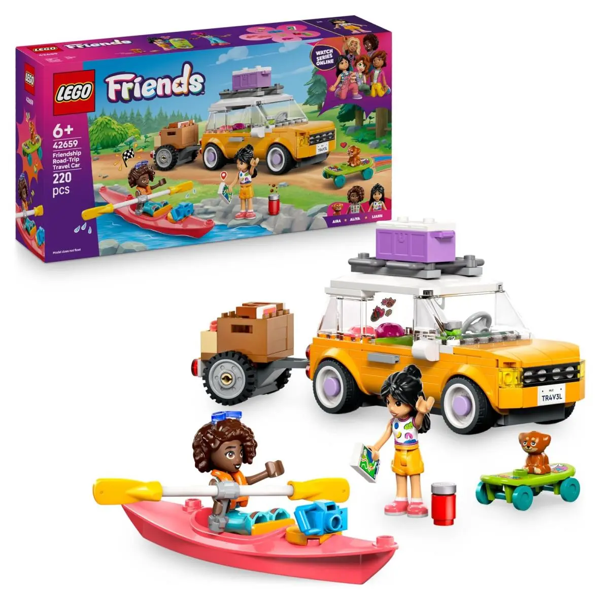 Lego Friends Friendship Road-trip Travel Car Toy with Trailer 2 Mini Dolls a P