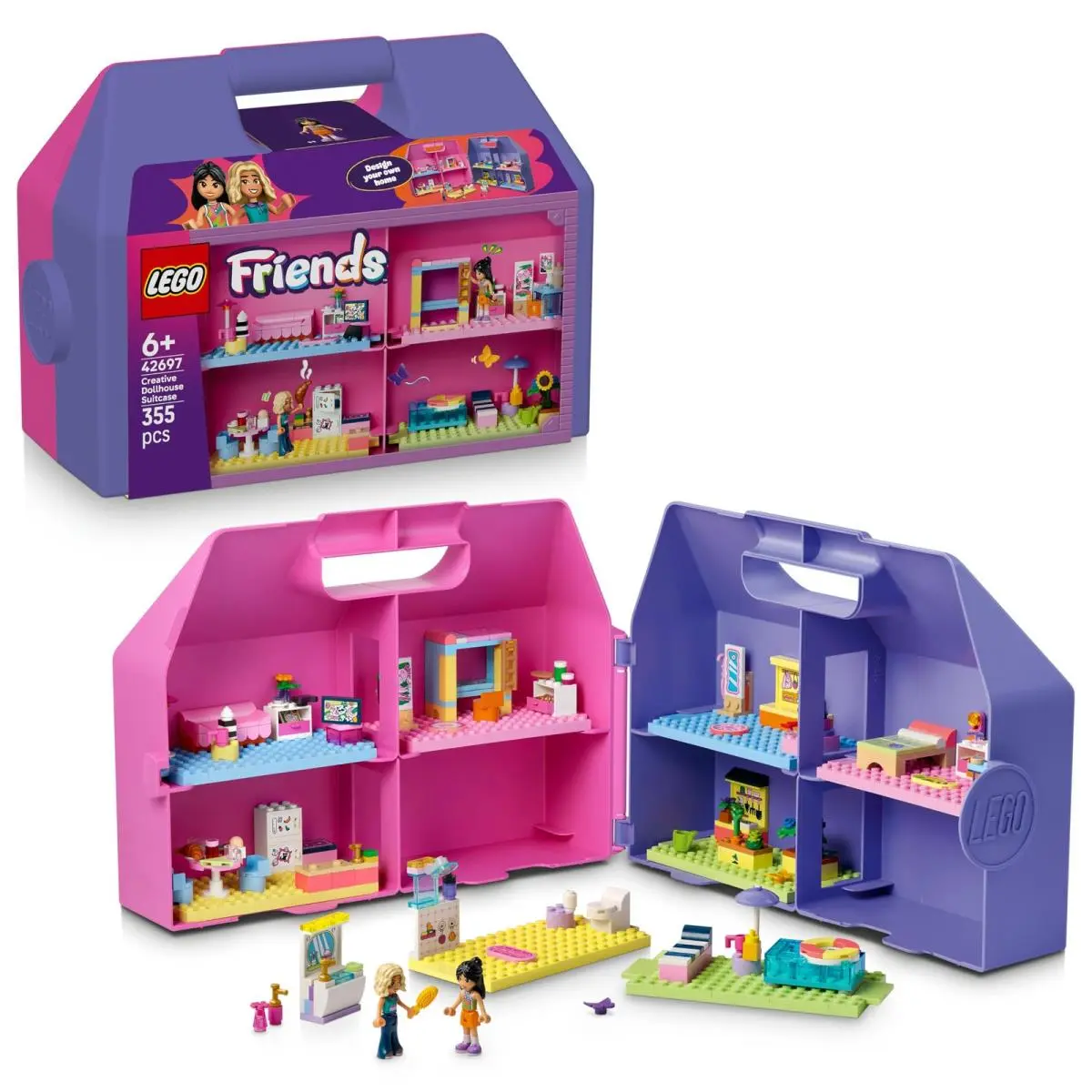 Lego Friends Creative Dollhouse Suitcase - Travel Toy with 8-Room House 2 Mini