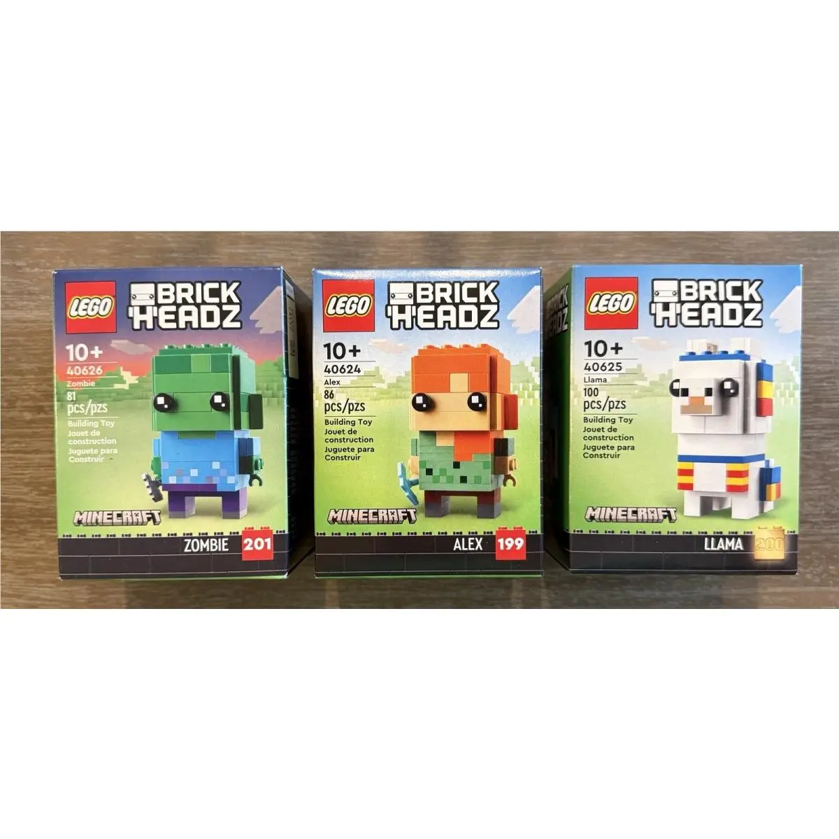 Lego Minecraft Brickheadz Alex Llama Zombie Retired 40624 40625 40626
