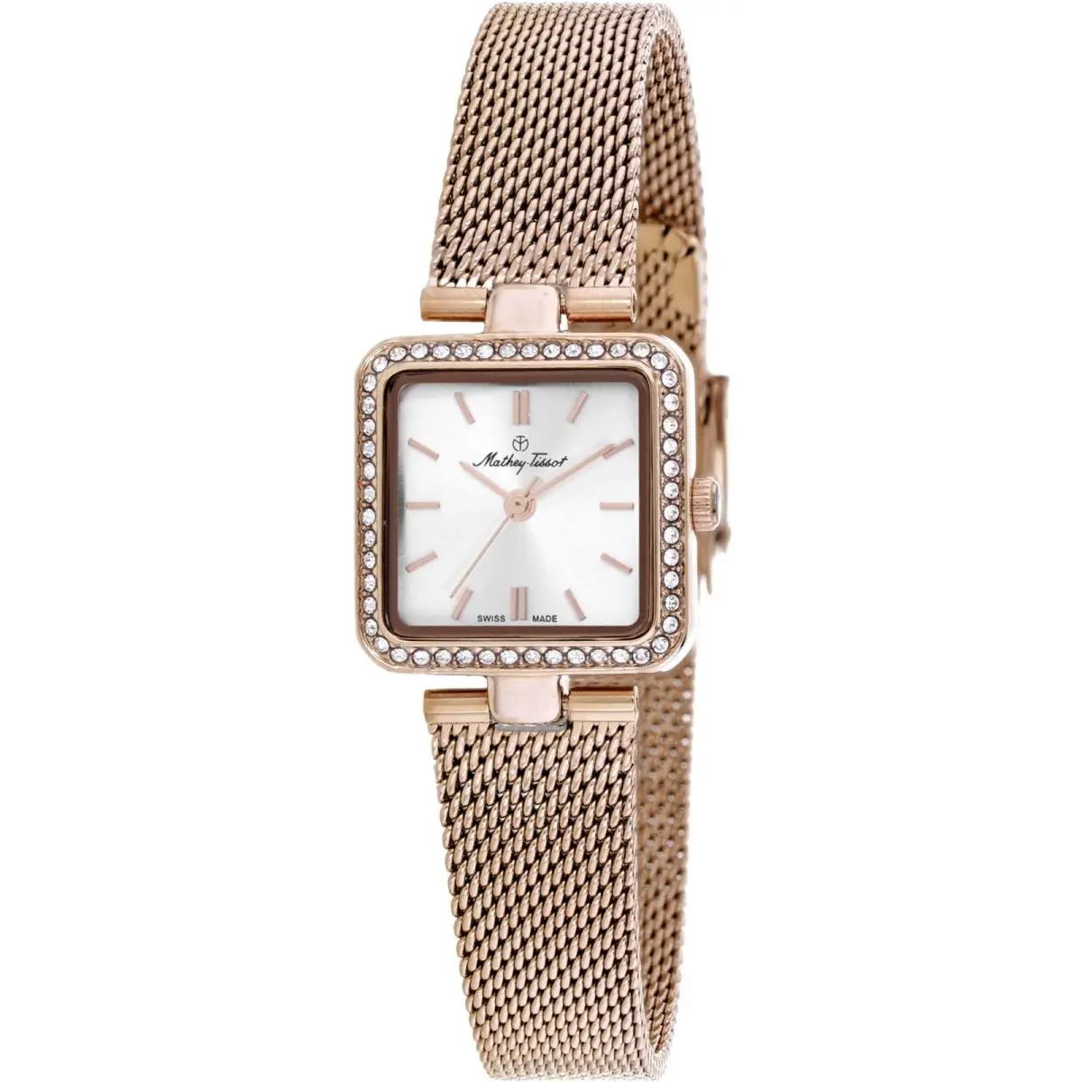 Mathey Tissot Women`s Watch Fleury Xiv Quartz Rose Gold Mesh Bracelet FOO2PI