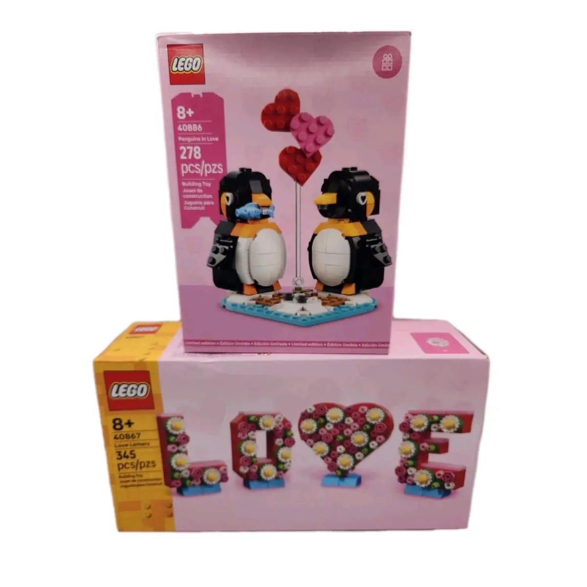 Set of 2 Lego 40886 40867 Penguins in Love/love Letters