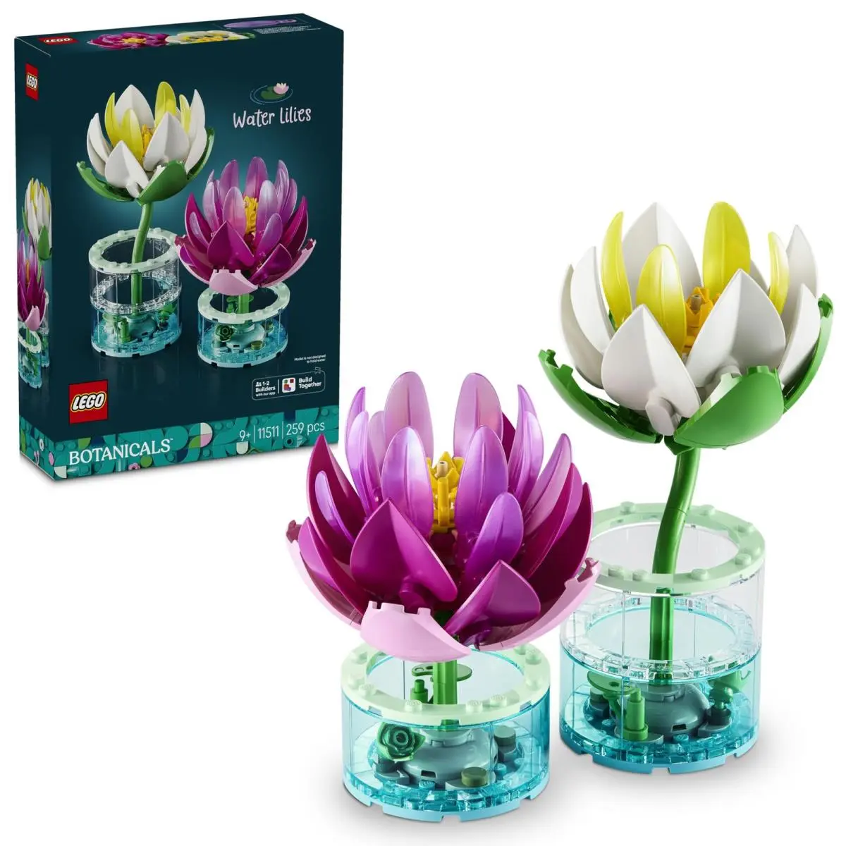 Lego Botanicals Water Lilies - Flowers Set w/ 2 Artificial Potted Plants