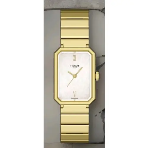 Tissot Srv 30mm Mother Of Pearl Gold Bracelet T160.110.33.113.00 - Dial: White, Band: Gold, Bezel: Gold