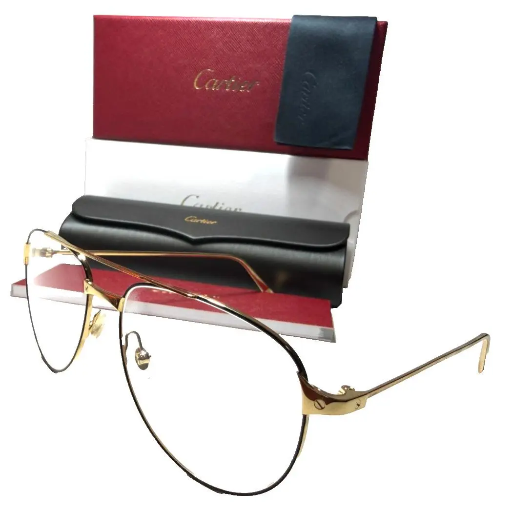 Cartier CT0039O 004 Black ON Gold /gold Screws Eyeglasses 57-16 France