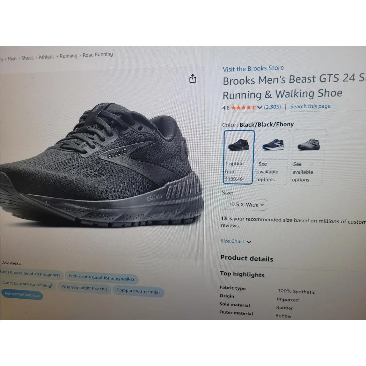 Brooks shoes - Brooks Beast GTS 24 - Beast GTS - 110425-4E-020 - Black 10