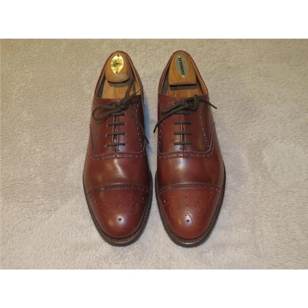 Brooks Brothers English Cheaney Brown Leather Medallion Brogues 8.5 C Nos