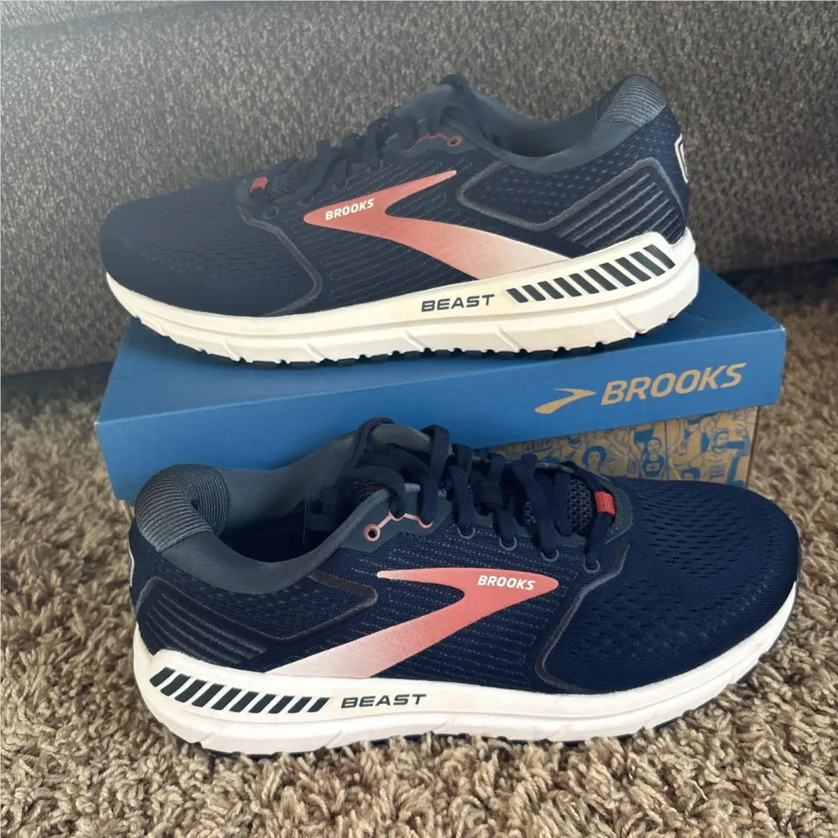 Brooks Beast ‘20 Mens 9.5W Running Shoes Blue Trainer Sneaker Lace Up Low