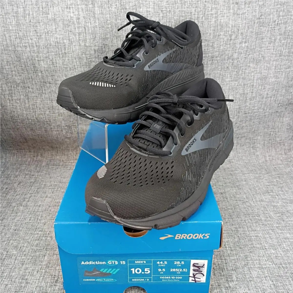Brooks Addiction Gts 15 Mens 10.5D Medium Black/ebony Gym Running Sneakers