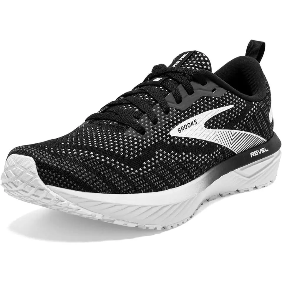 Brooks Women`s Revel 6 Neutral Running Shoe Black White Size 7