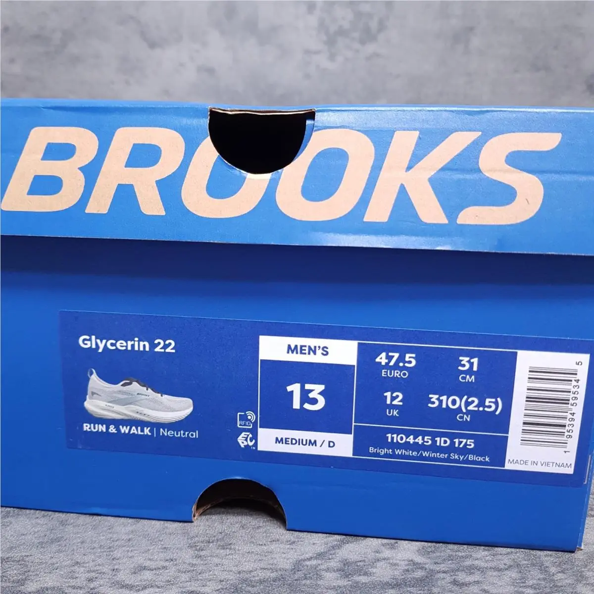 Brooks shoes - Brooks Glycerin 22 - Glycerin - 110445-175 - Bright White/Winter Sky/Black 5