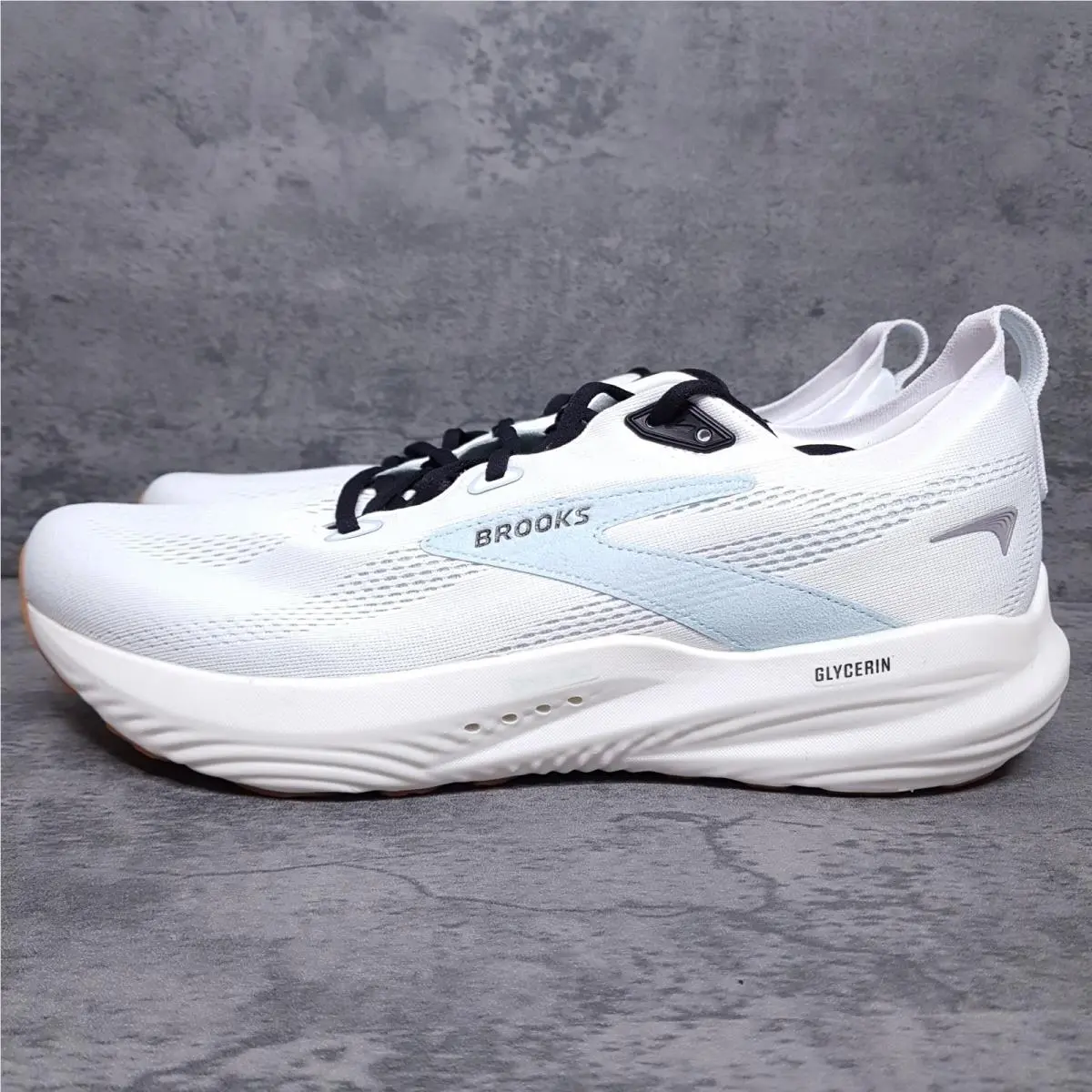Brooks Glycerin 22 Neutral Running Shoes Mens Size 13 D White Winter Sky Black