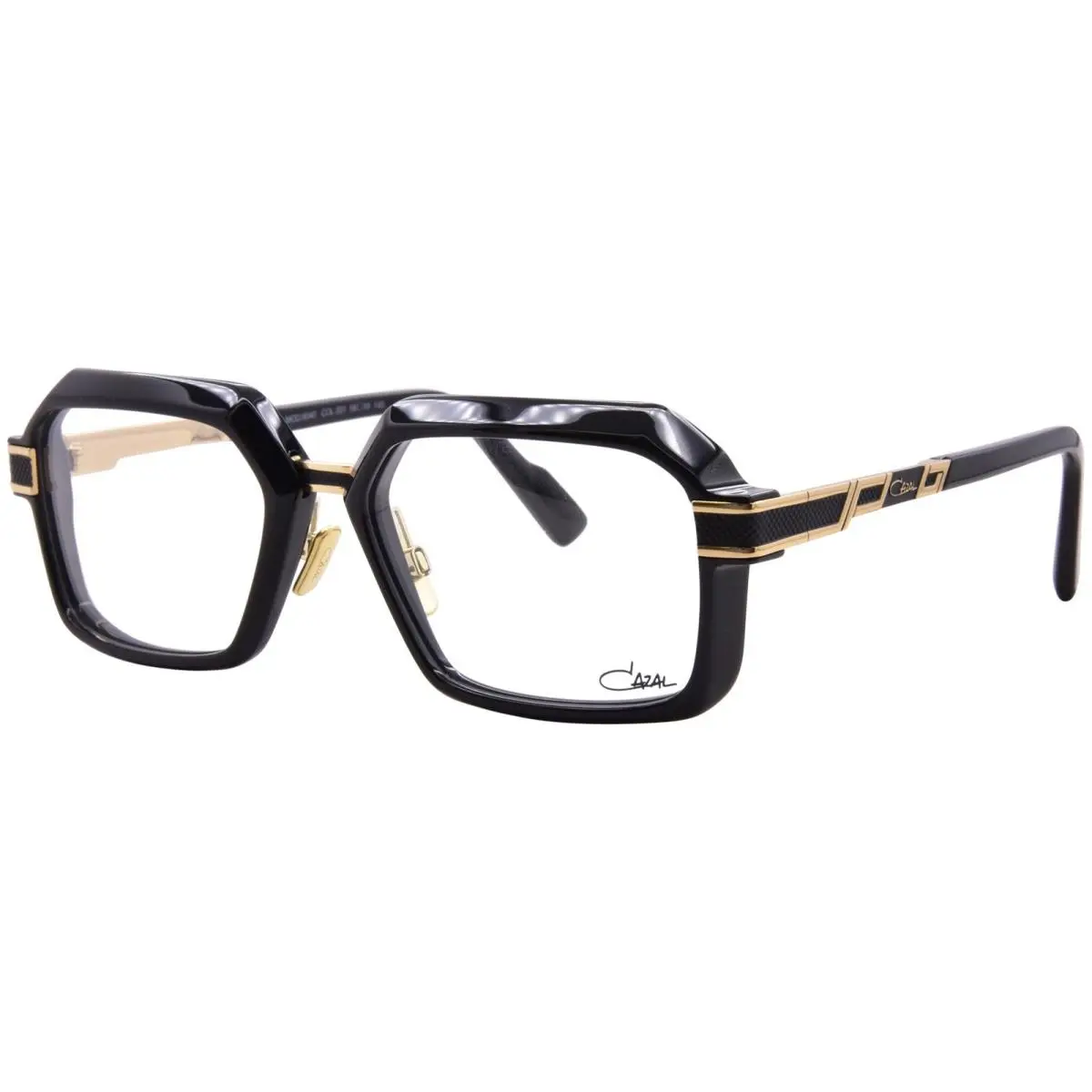 Cazal 6040 001 Eyeglasses Frame Men`s Black/gold Full Rim Rectangle Shape 56mm