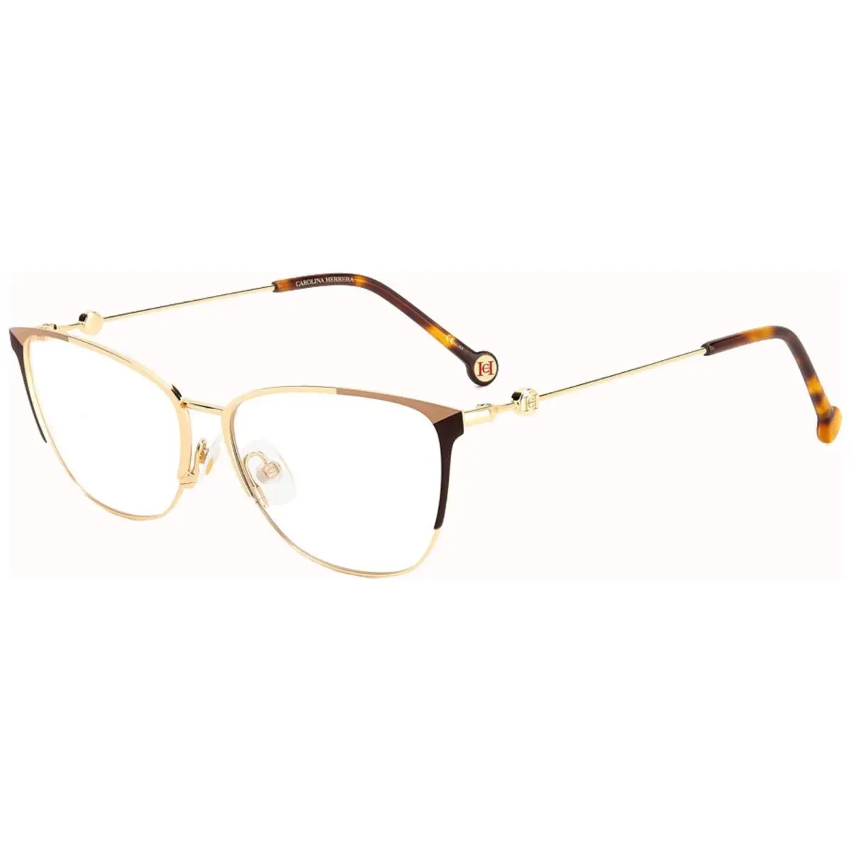 Cat Eye Eyeglasses - HER0116 Gold-Tone-Brown/Clear Demo (001Q-15) by Carolina Herrera
