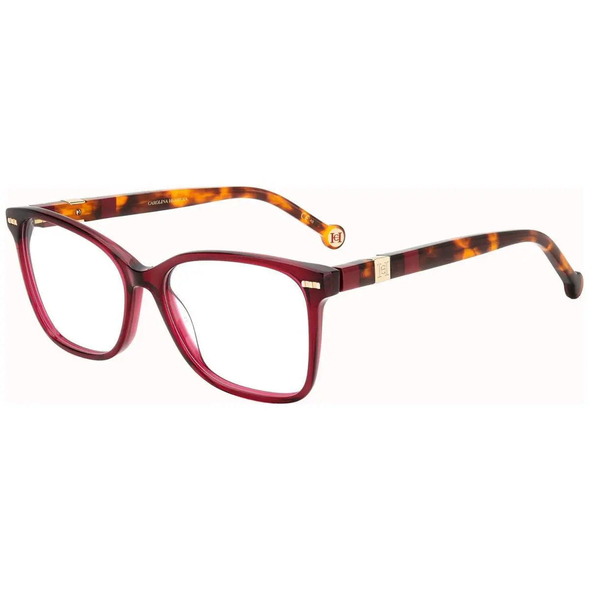 Carolina Herrera Women`s Burgundy Havana Soft Square Eyeglasses HER0108-0YDC-15