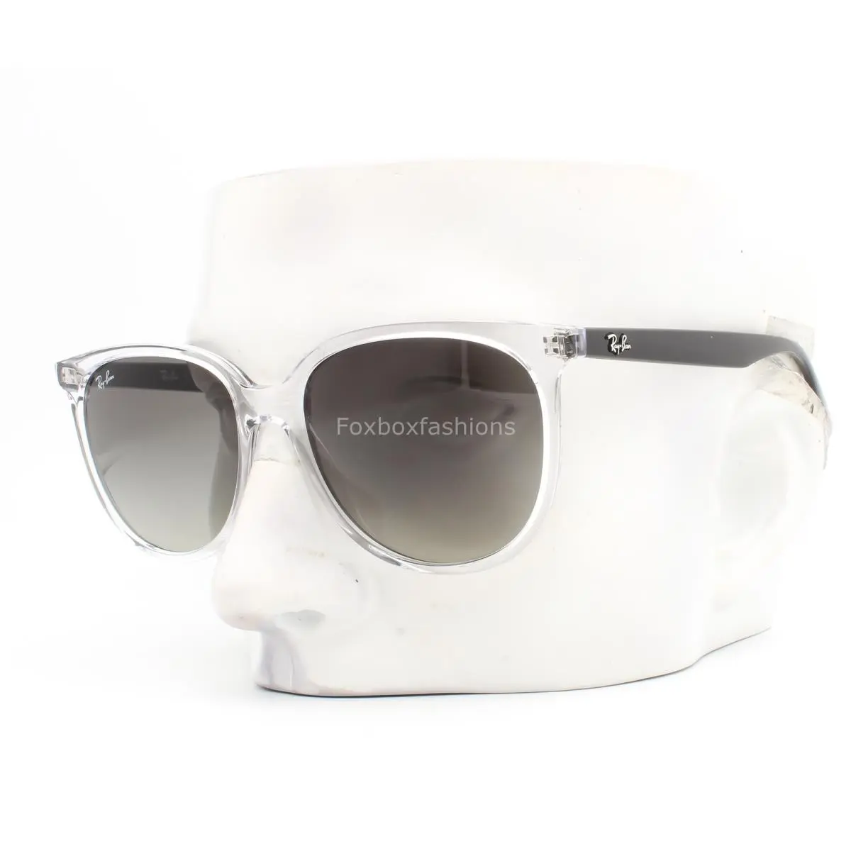 Ray-ban Sunglasses Polished Clear Black Gray Gradient RB 4378 6477/11 with Case