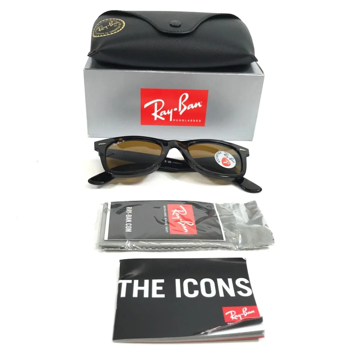 Ray-ban Sunglasses RB2140 902/57 Wayfarer Tortoise Frames Brown Polarized 50 mm