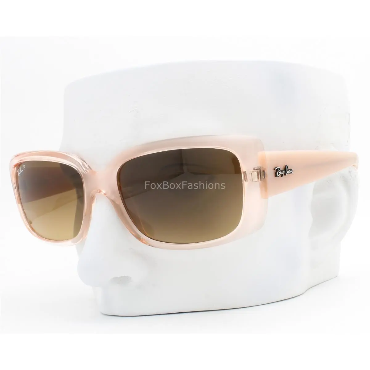 Ray-ban Sunglasses RB4389 6644/M2 Transparent Peach Polarized Brown Glass 58mm