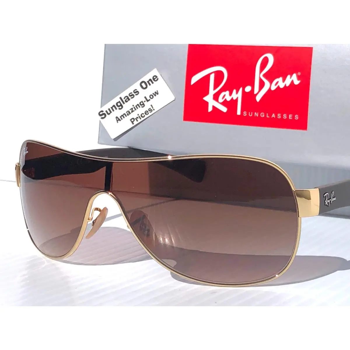 Ray Ban Arista Gold Gredient Dark Brown Lens Sunglass RB 3471 001/13