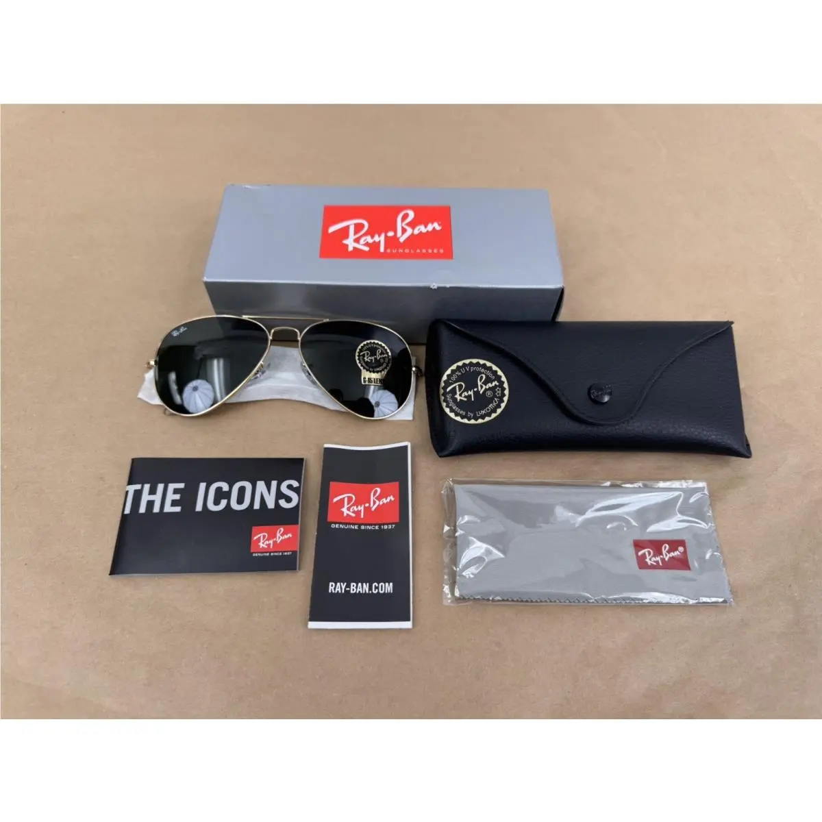 Ray-ban Aviator Large Metal Arista G-15 Green ORB3025 Sunglasses
