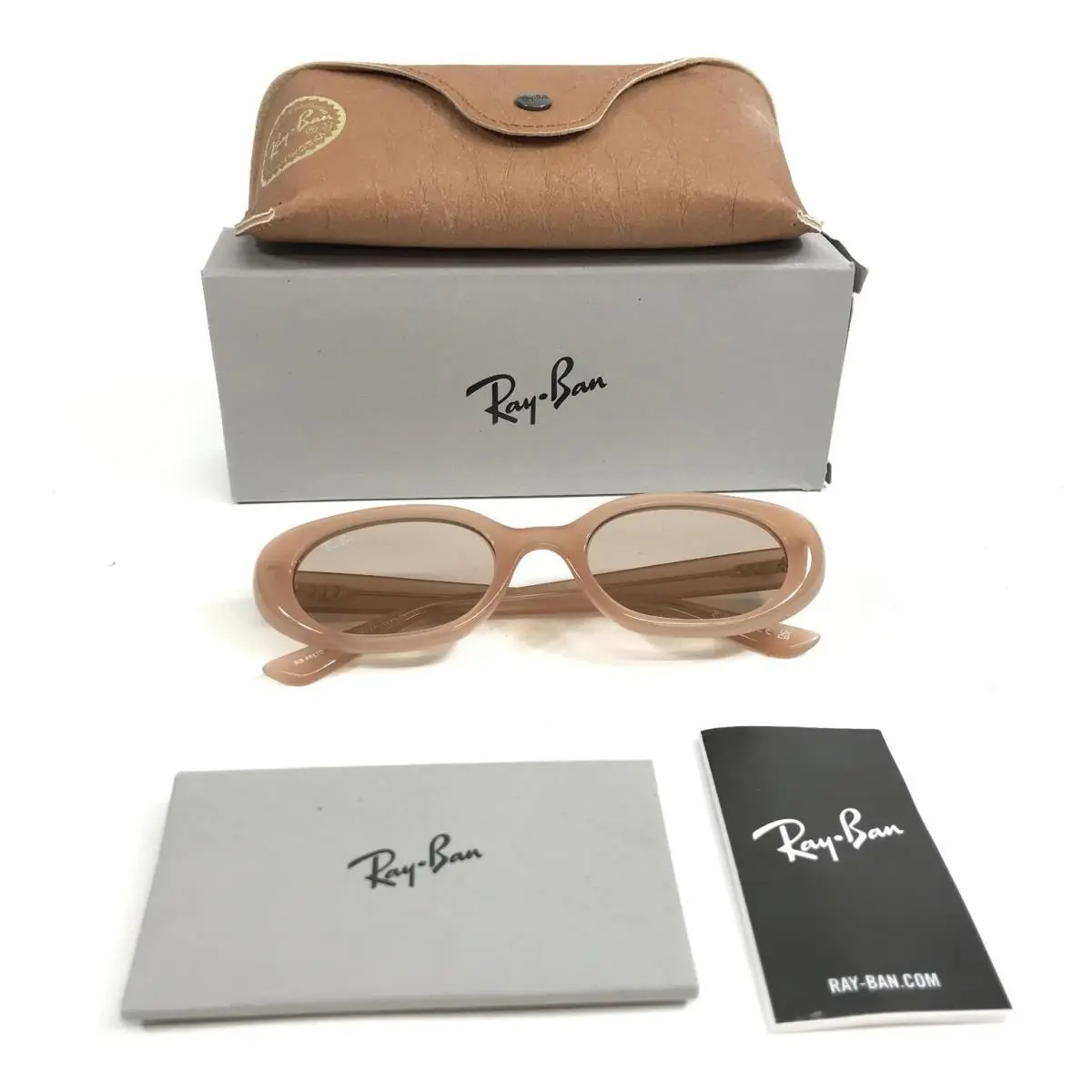 Ray-ban Sunglasses RB4441D 678793 Opal Beige Oval Frames with Light Brown Lenses