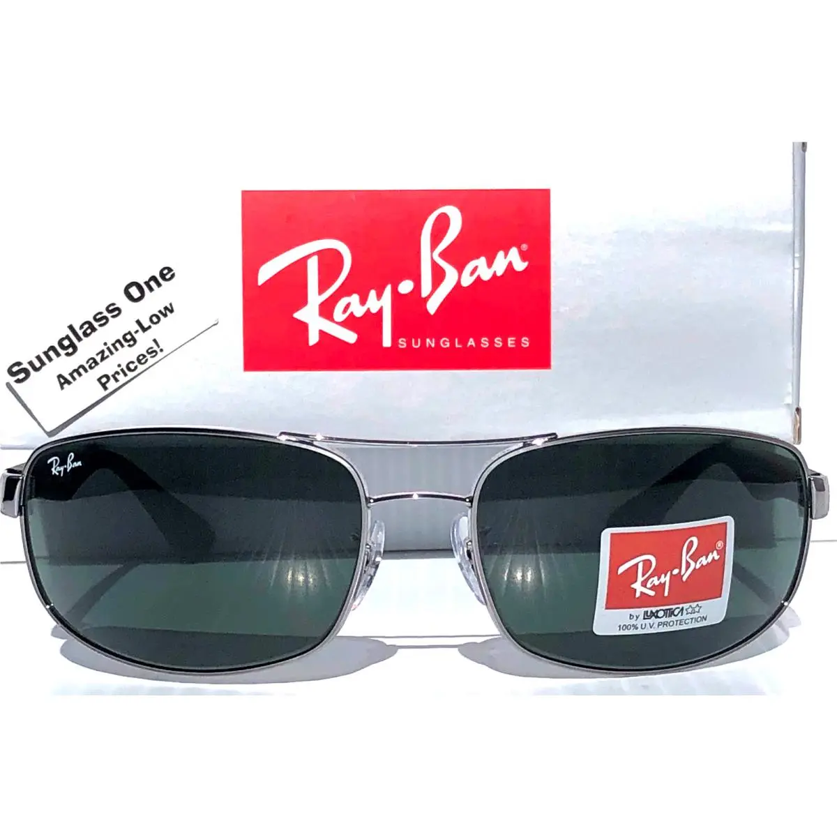 Ray Ban Gunmetal UV Protective Dark Green Lens Sunglass RB 3445 004