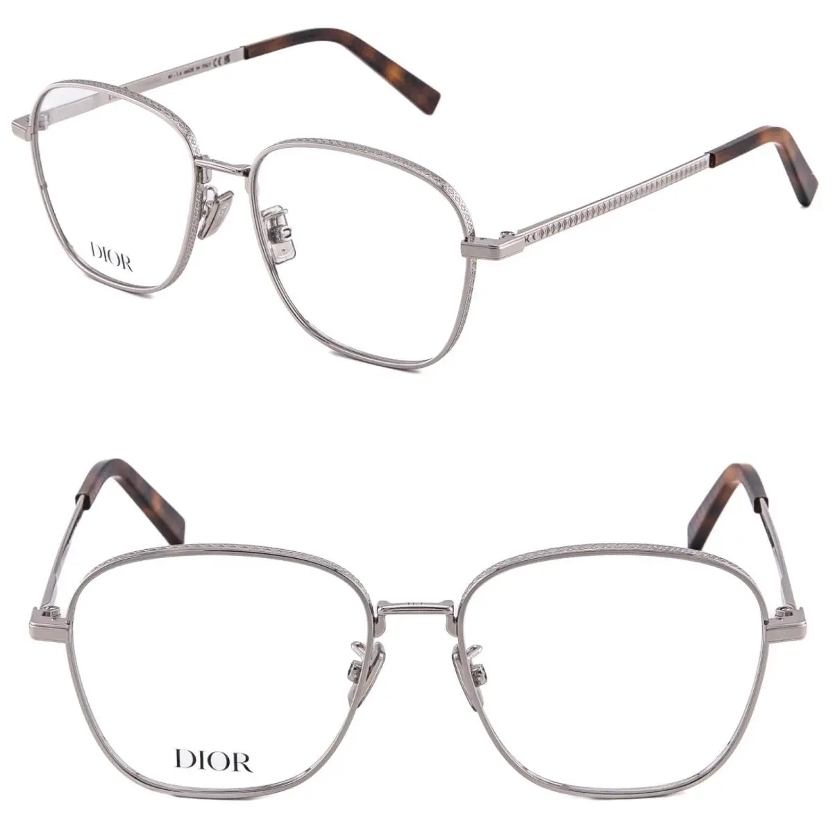 Christian Dior Homme CD Diamondo S7U Silver Cannage Eyeglasses DM50086U Diamond