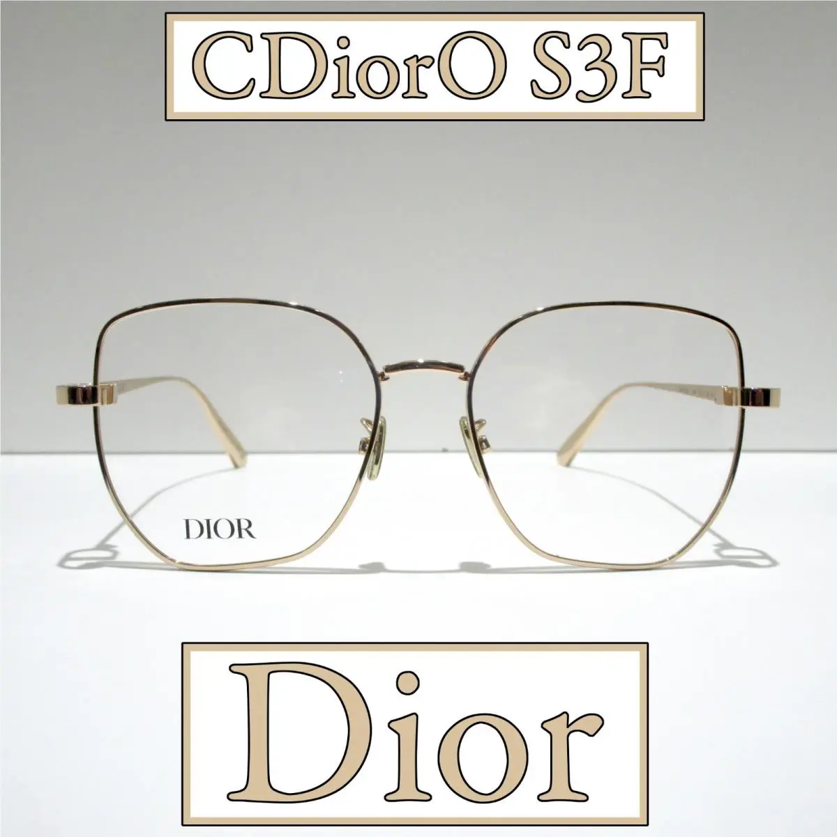 Dior Cdioro S3F E000 Eyeglasses Women`s Metal Square Gold Frame CD50116F 029