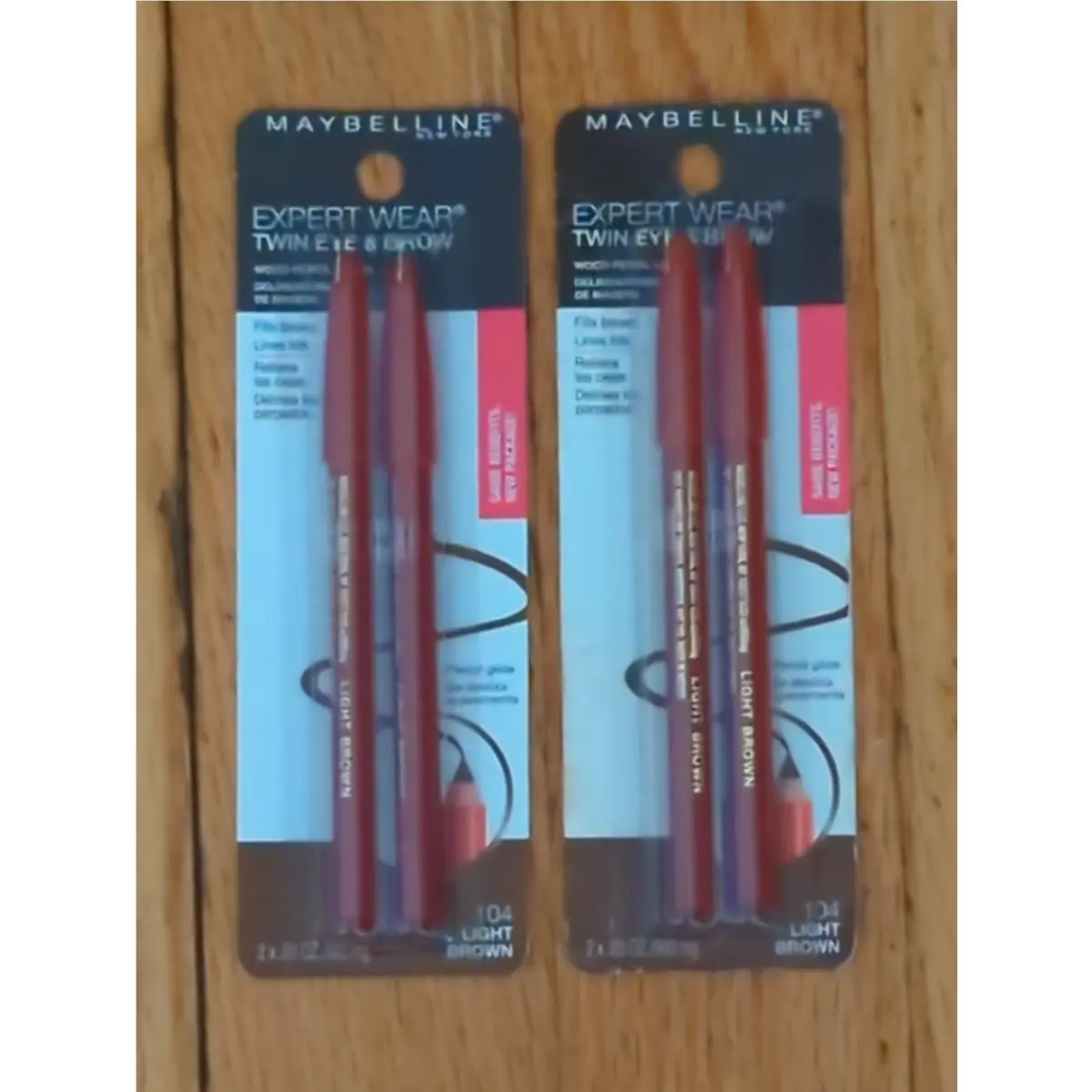 Maybelline Expert Wear Twin Eye Brow Pencils 104 Light Brown x2