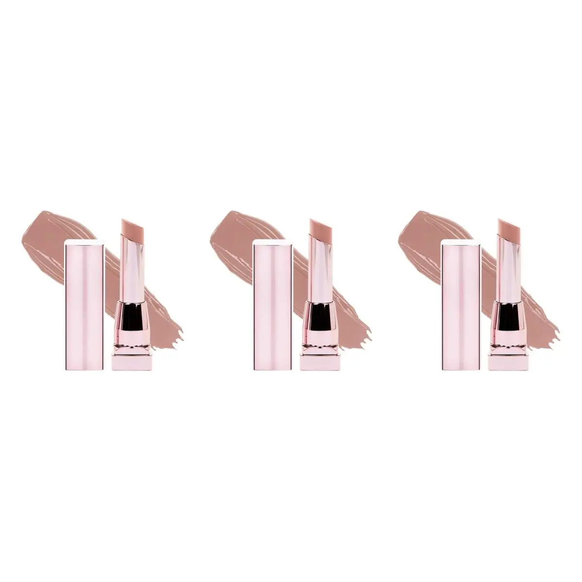 Maybelline Color Sensational Shine Lipstick Baddest Beige Pack of 3