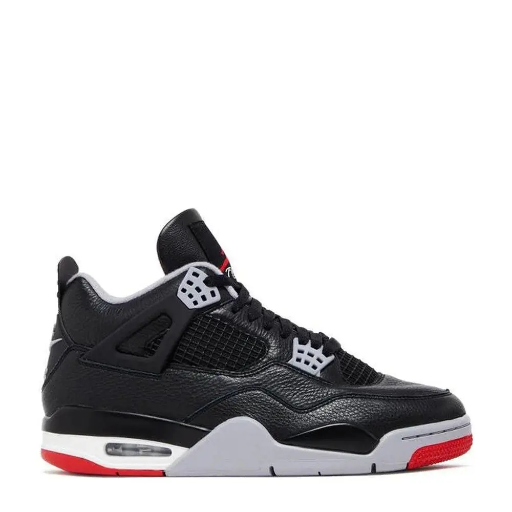 Nike Air Jordan 4 Retro Bred Reimagined Men`s Leather Sneakers