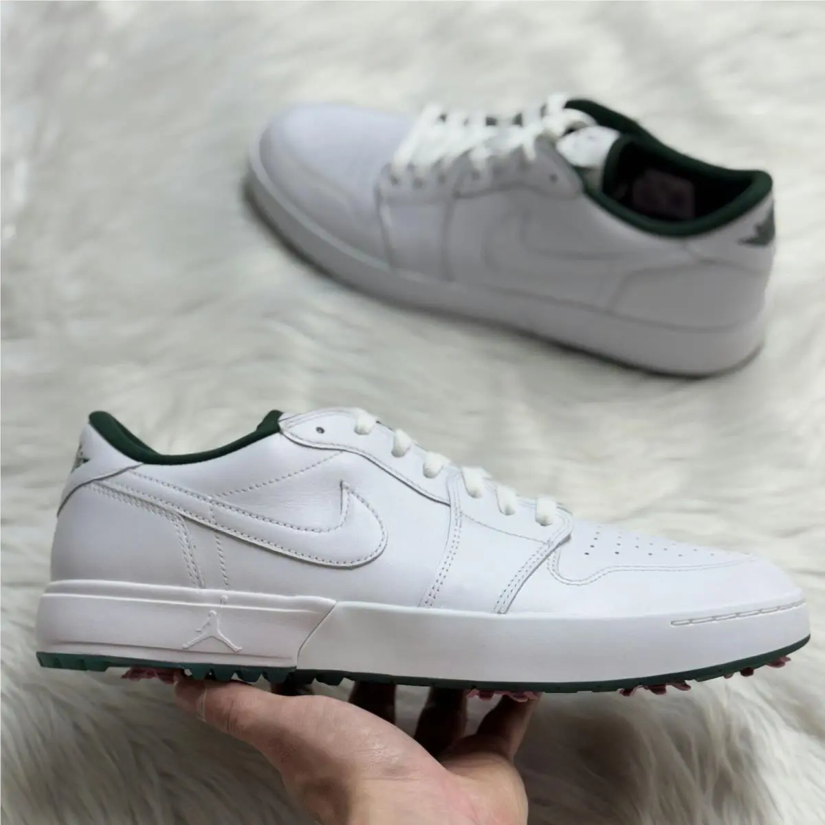 Nike Jordan 1 Low Golf Spiked White Fir Pink Mens IQ3417-100 Sz 12.5