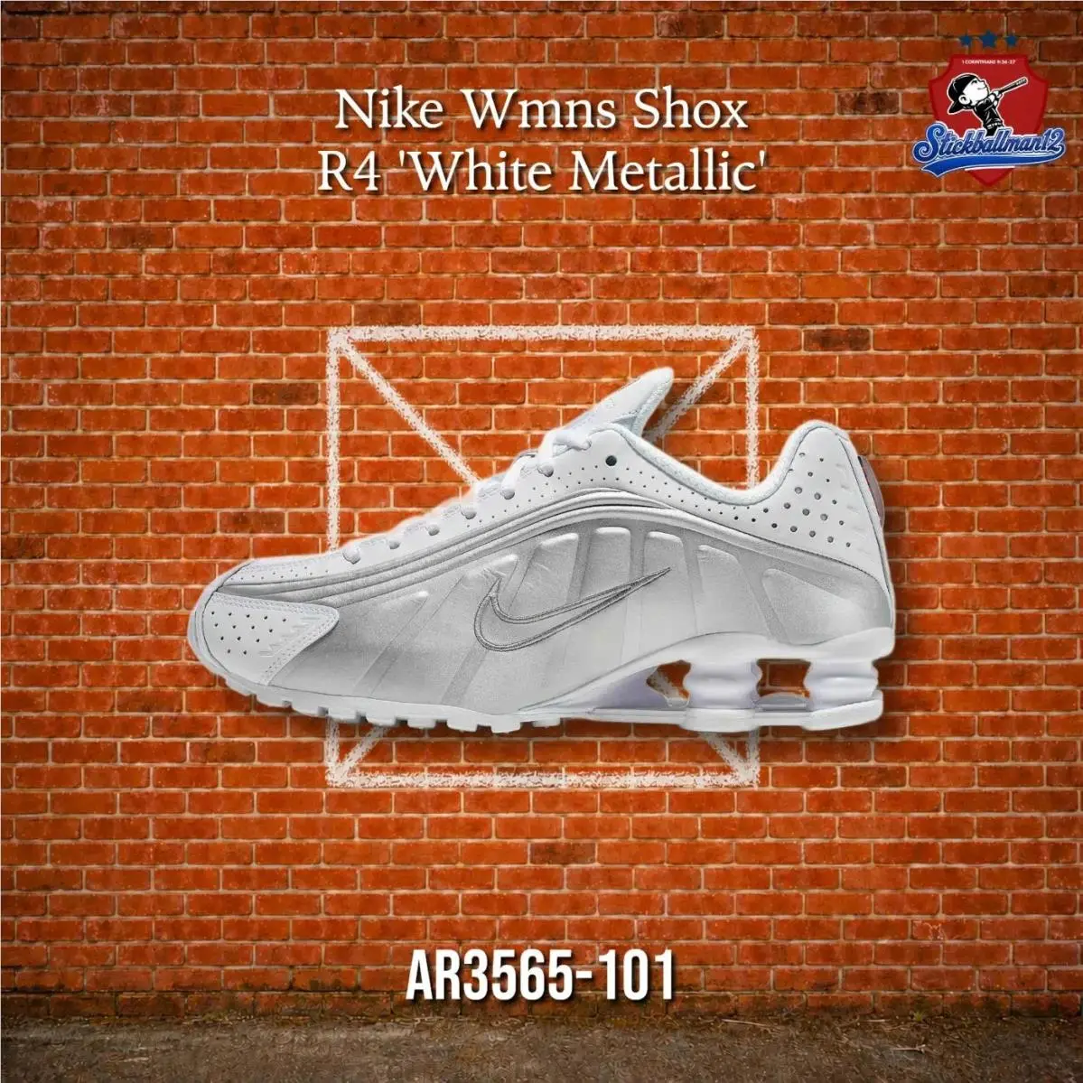 Shox R4 White Metallic Silver Women`s AR3565-101 by Nike