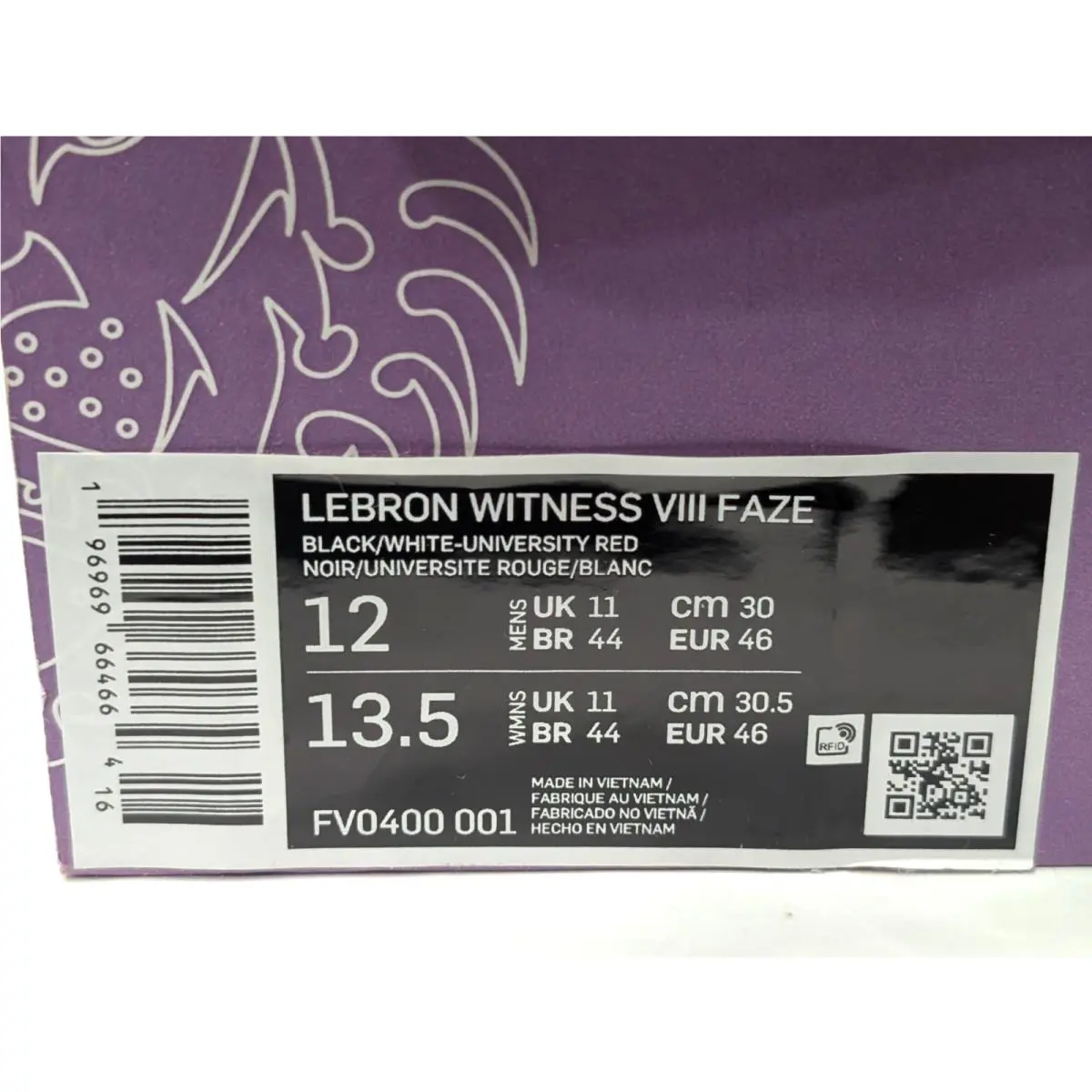 Nike shoes - Nike LeBron Witness 8 Faze - FV0400-001 - Black/White/Red 10