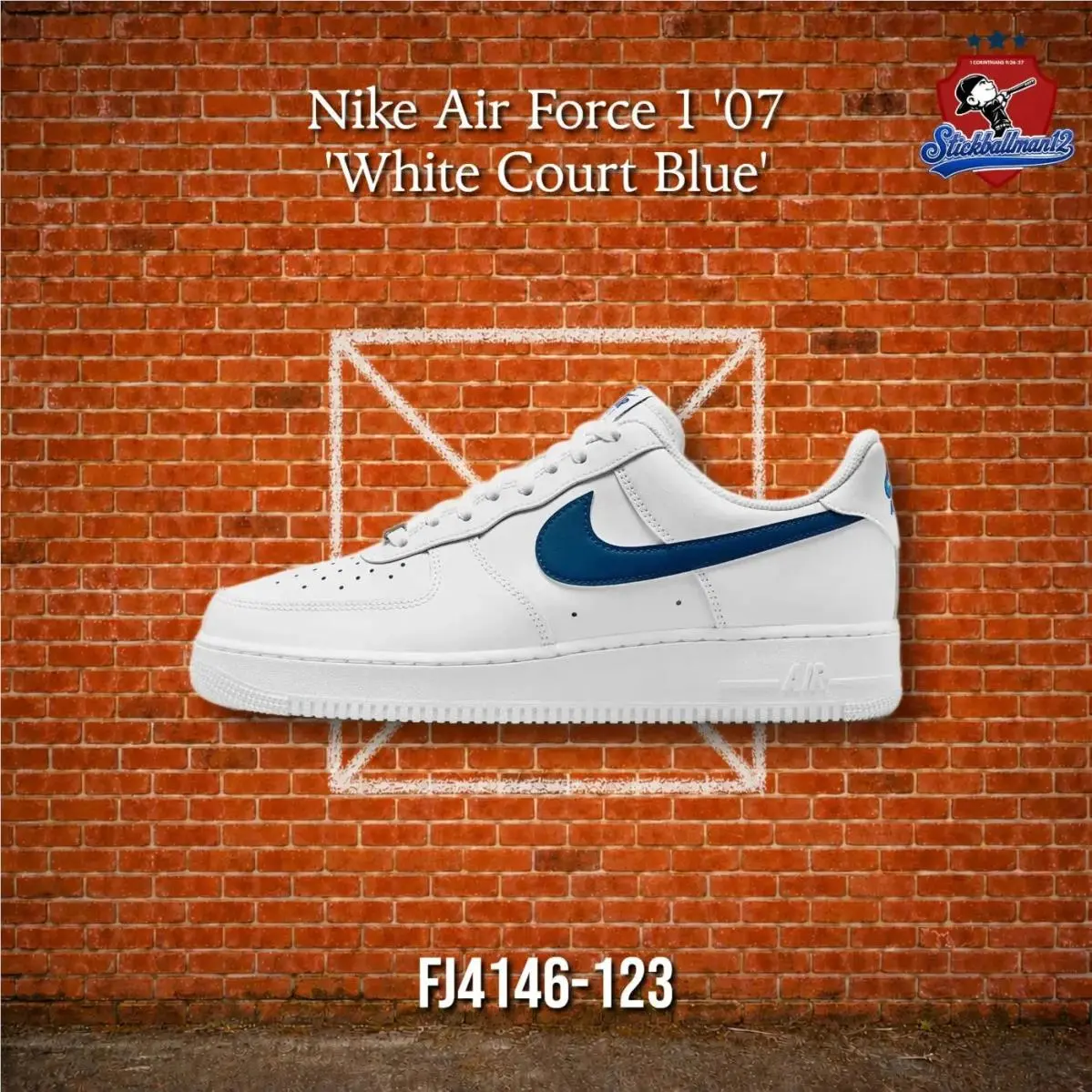 Nike Air Force 1 Low `07 White Court Blue - FJ4146-123 - Multicolor