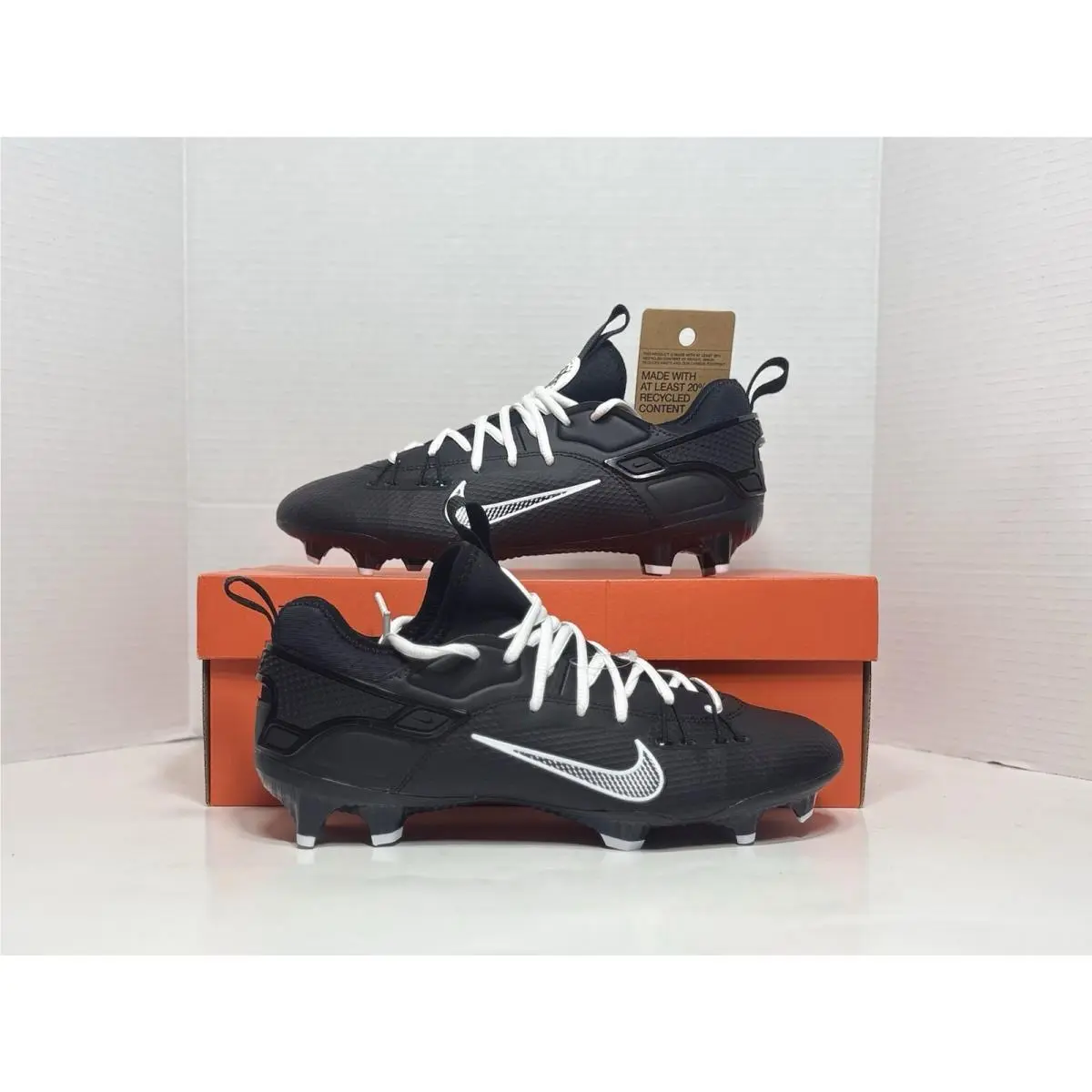 Size 8 - Nike Men`s Lax Lacrosse Cleats Huarache 9 Elite Low Black FD0089-002