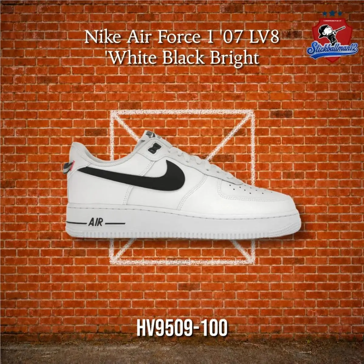 Air Force 1 Low `07 LV8 White Black Bright Crimson by Nike