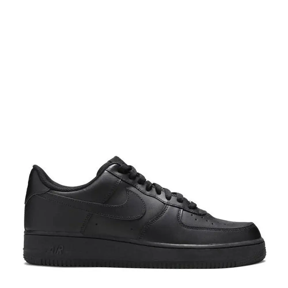 Nike Air Force 1 `07 Triple Black Men`s Leather Sneakers