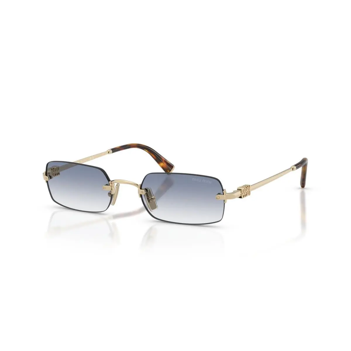 Miu Miu MU B50S ZVN80O Sunglasses 52mm Pale Gold / Clear Gradient Light Blue