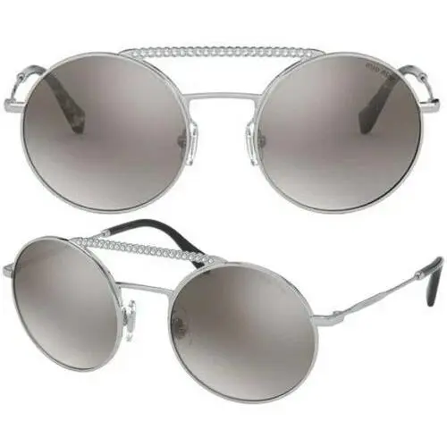 Womens Sunglasses MU52VS 1BC-500 50mm Gradient Silver Round Rhinestones by Miu Miu